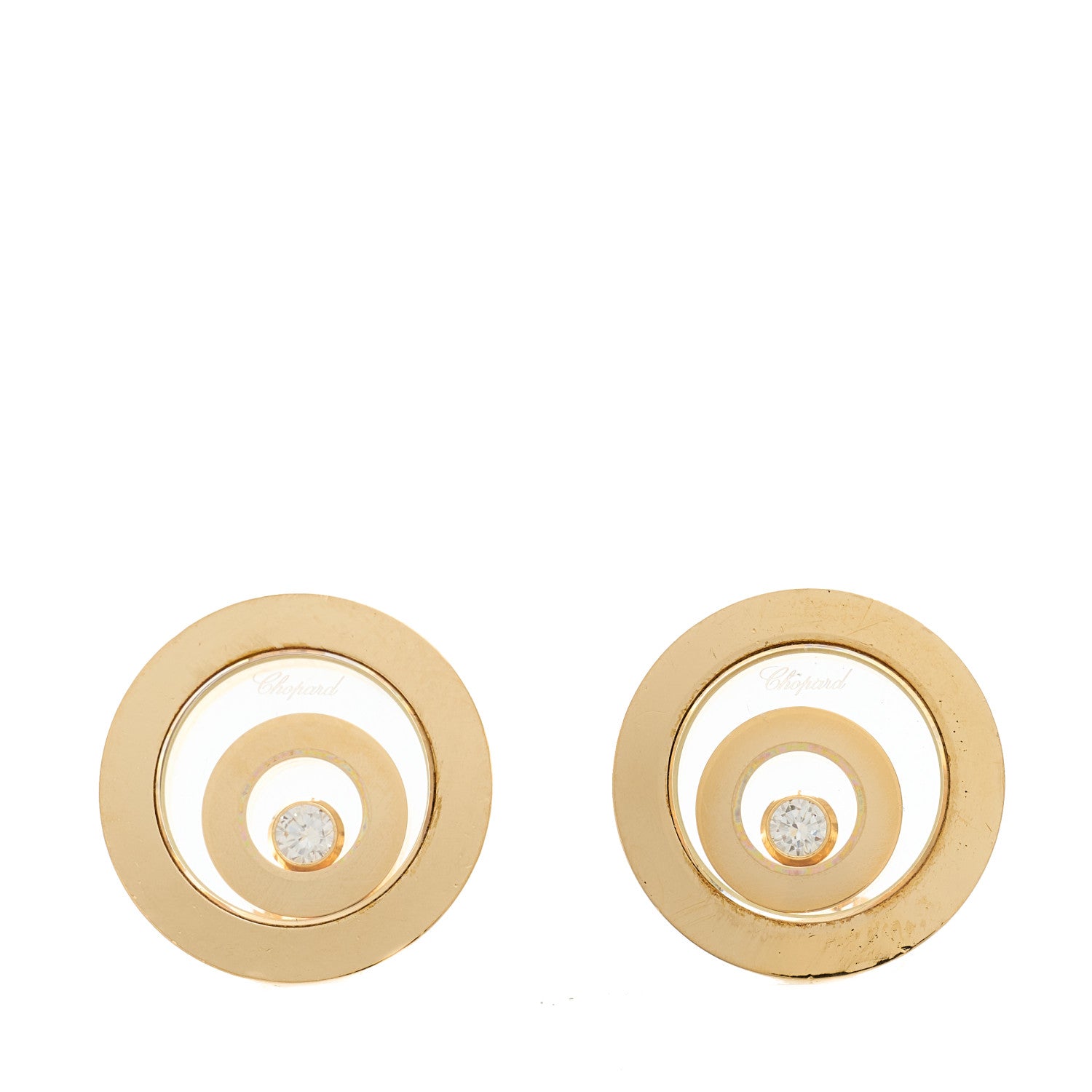 Chopard 18K Yellow Gold Diamond Happy Spirit Earrings 1 of 4