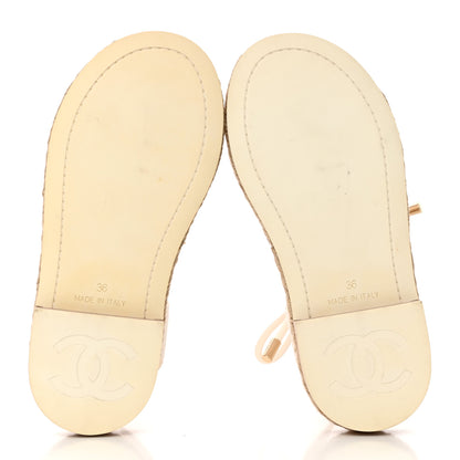 Chanel Lambskin Espadrille Sandals 36 White 5 of 9