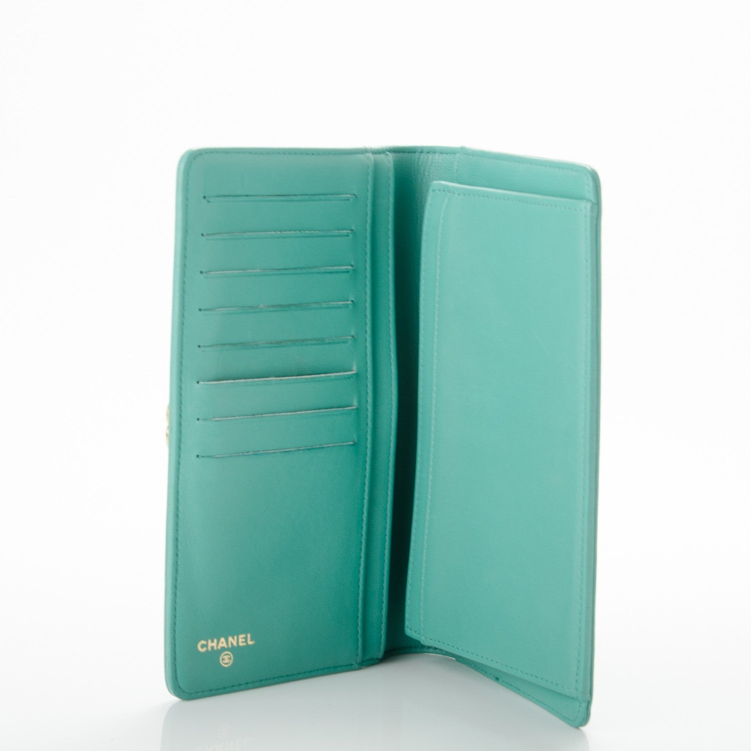 Chanel Lambskin Quilted Boy Yen Wallet Light Green 8 of 8