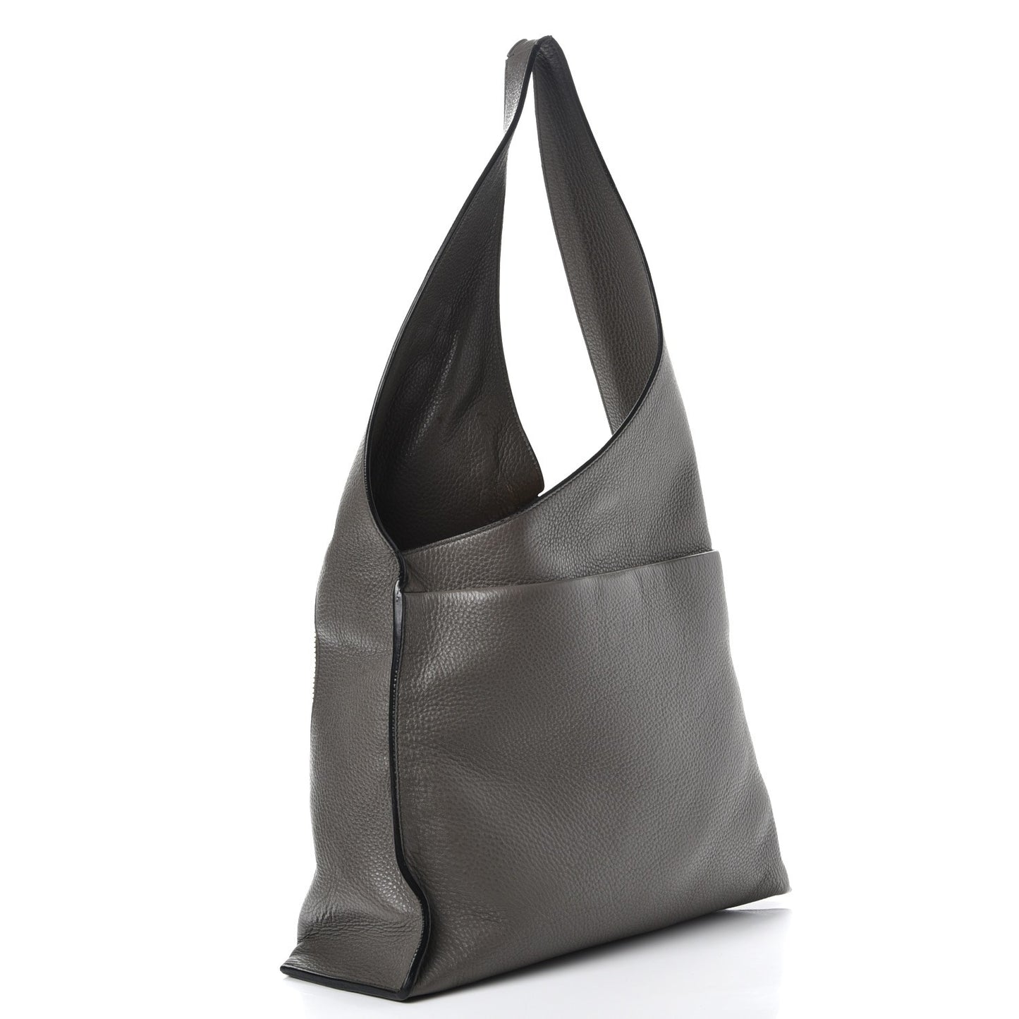 Pebbled Calfskin Alix Zip Hobo Dark Gray