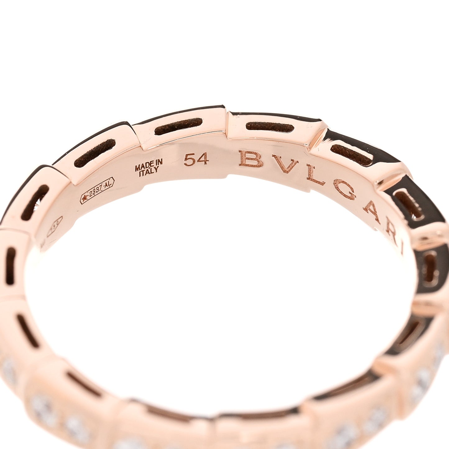 18K Rose Gold Diamond Serpenti Viper Band Ring  54 7