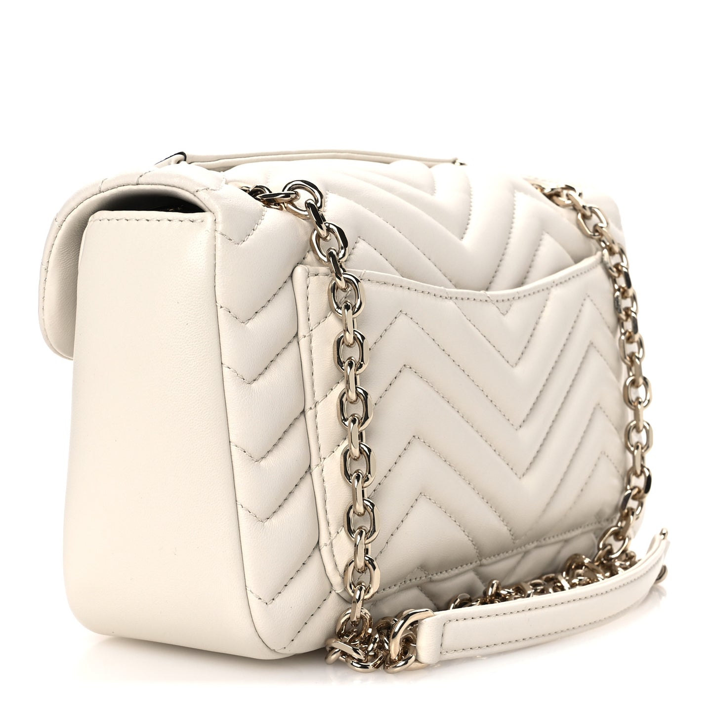 Lambskin Matelasse Medium GG Marmont Shoulder Bag White