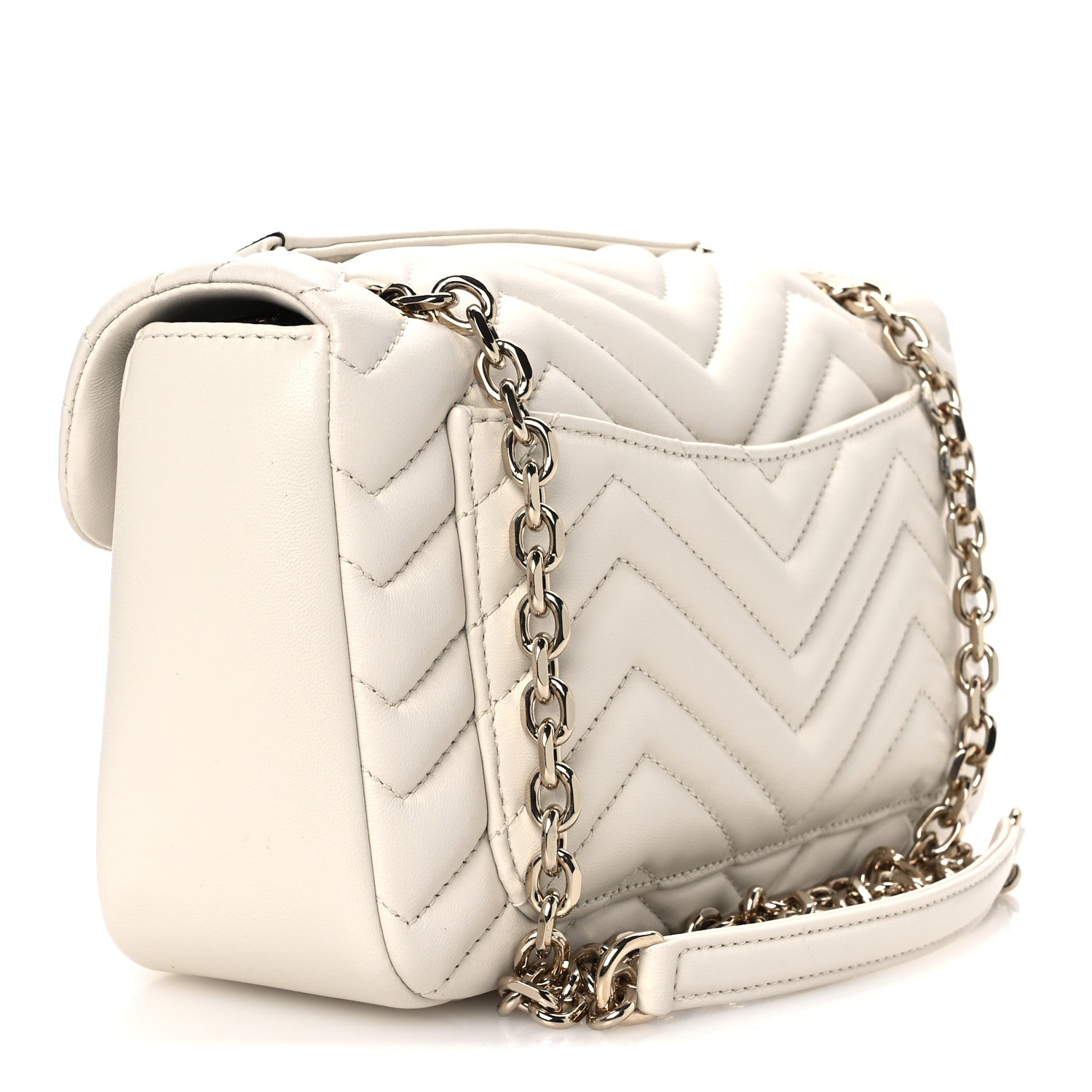 Gucci Lambskin Matelasse Medium GG Marmont Shoulder Bag White 3 of 10