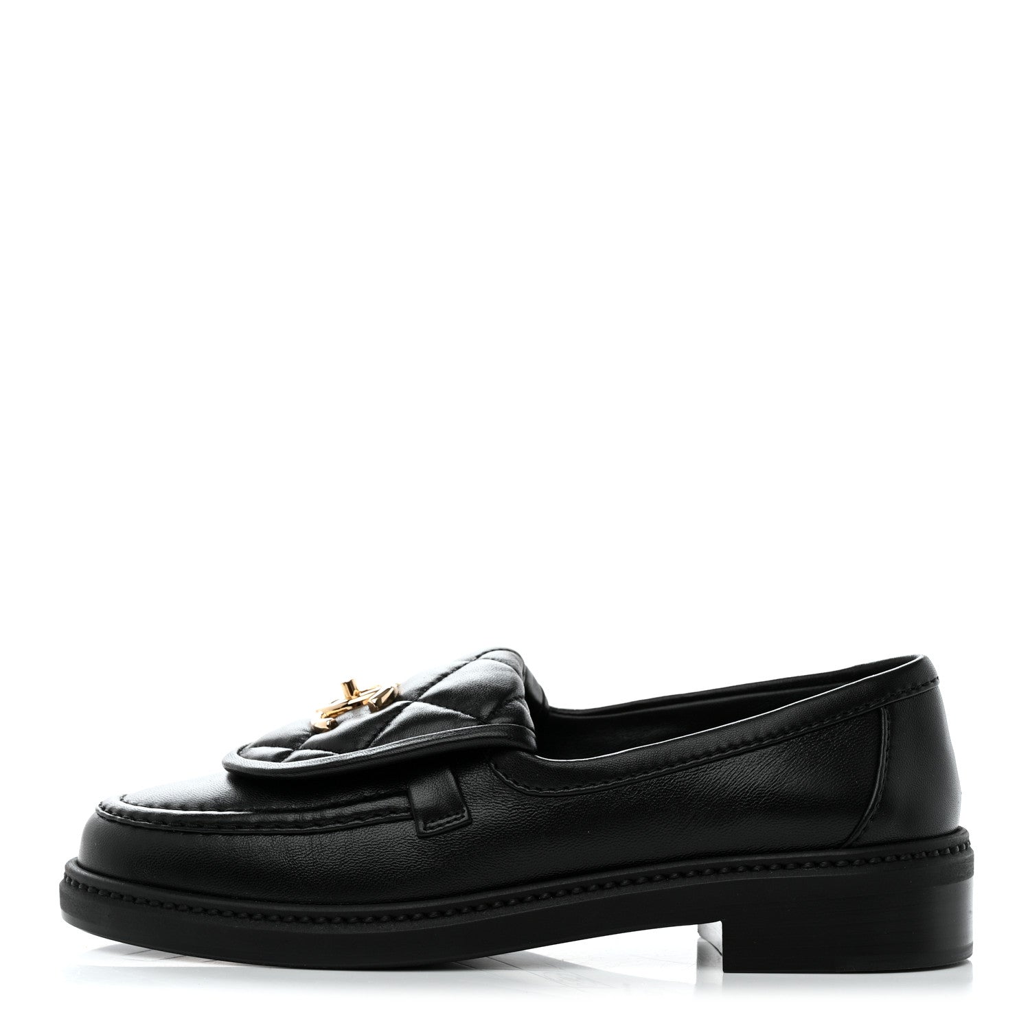 Chanel Lambskin Quilted CC Turnlock Loafers 35.5 Black 1 of 9