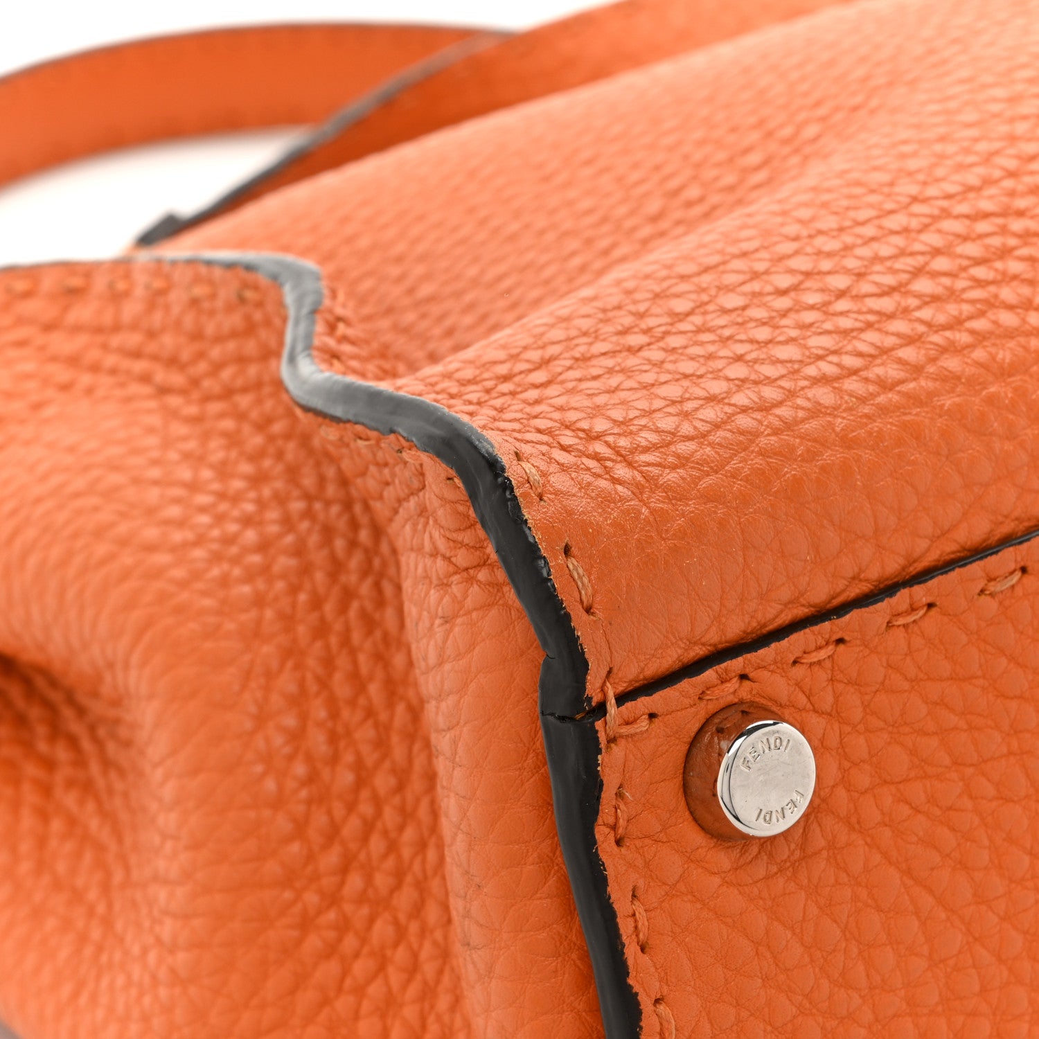 Fendi Cuoio Romano Selleria Bi-Color Medium Peekaboo Iconic Satchel Orange Stone 12 of 17