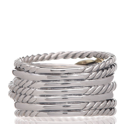 David Yurman Sterling Silver 18K Yellow Gold Double X Crossover Ring 52 6 3 of 4