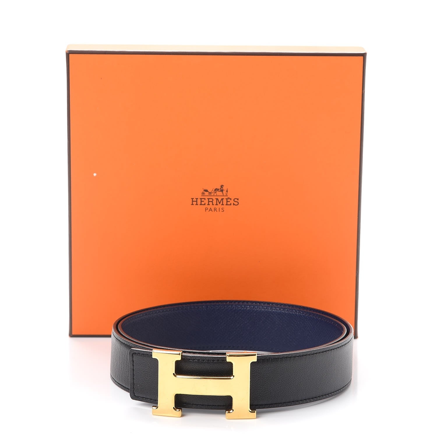 Hermes Swift Epsom 32mm H Belt 85 Black Bleu Saphir 8 of 8