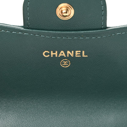 Chanel Lambskin Quilted Top Handle Flap Coin Purse With Chain Green 5 of 11