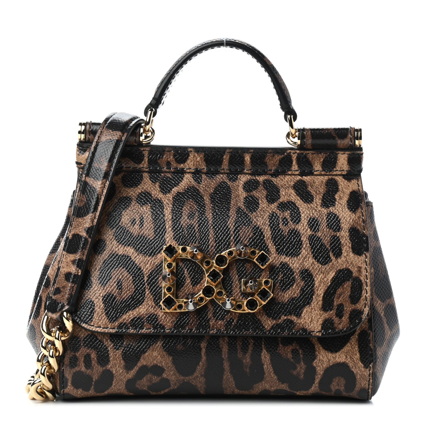 Dauphine Studded Leopard Print Mini Miss Sicily Satchel Naturale