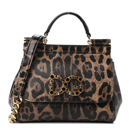 Dolce & Gabbana Dauphine Studded Leopard Print Mini Miss Sicily Satchel Naturale 1 of 8