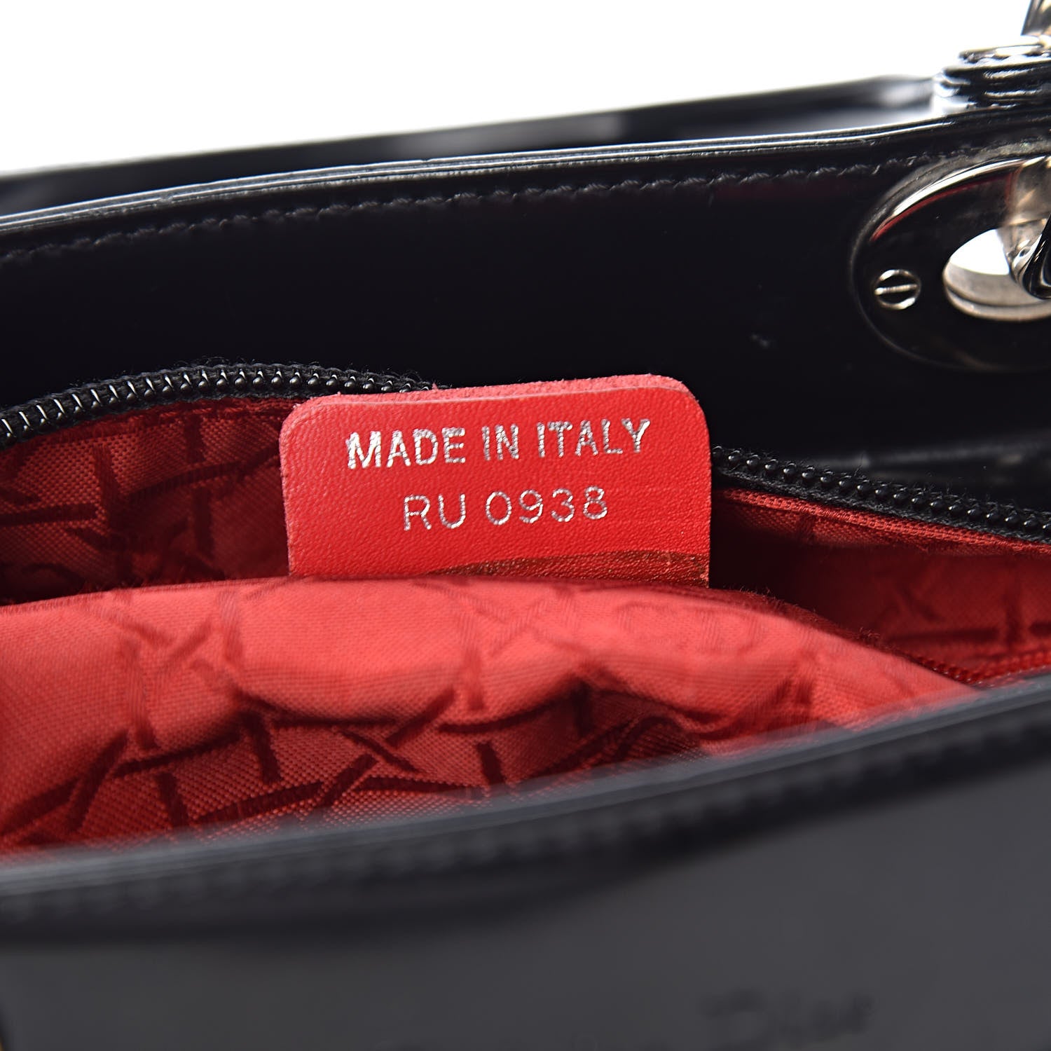 Christian Dior Patent Medium Lady Dior Black 7 of 12