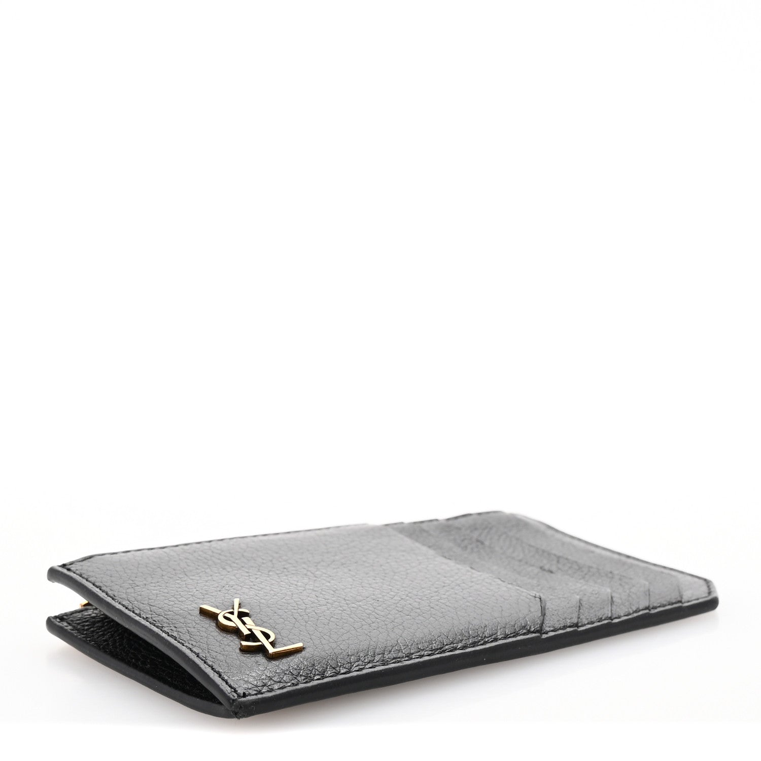 Saint Laurent Grained Calfskin Monogram 5 Fragments Zip Pouch Card Holder Black 4 of 7