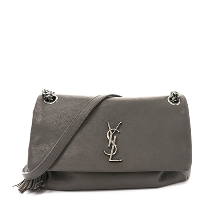 Saint Laurent Sheepskin Medium West Hollywood Monogram Fold-Over Bag Grey 1 of 9