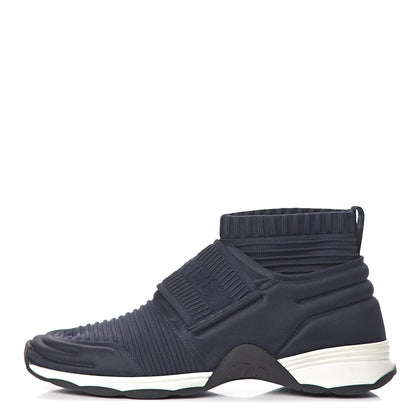 Chanel Stretch Fabric Womens CC Sneakers 37 Blue 1 of 11