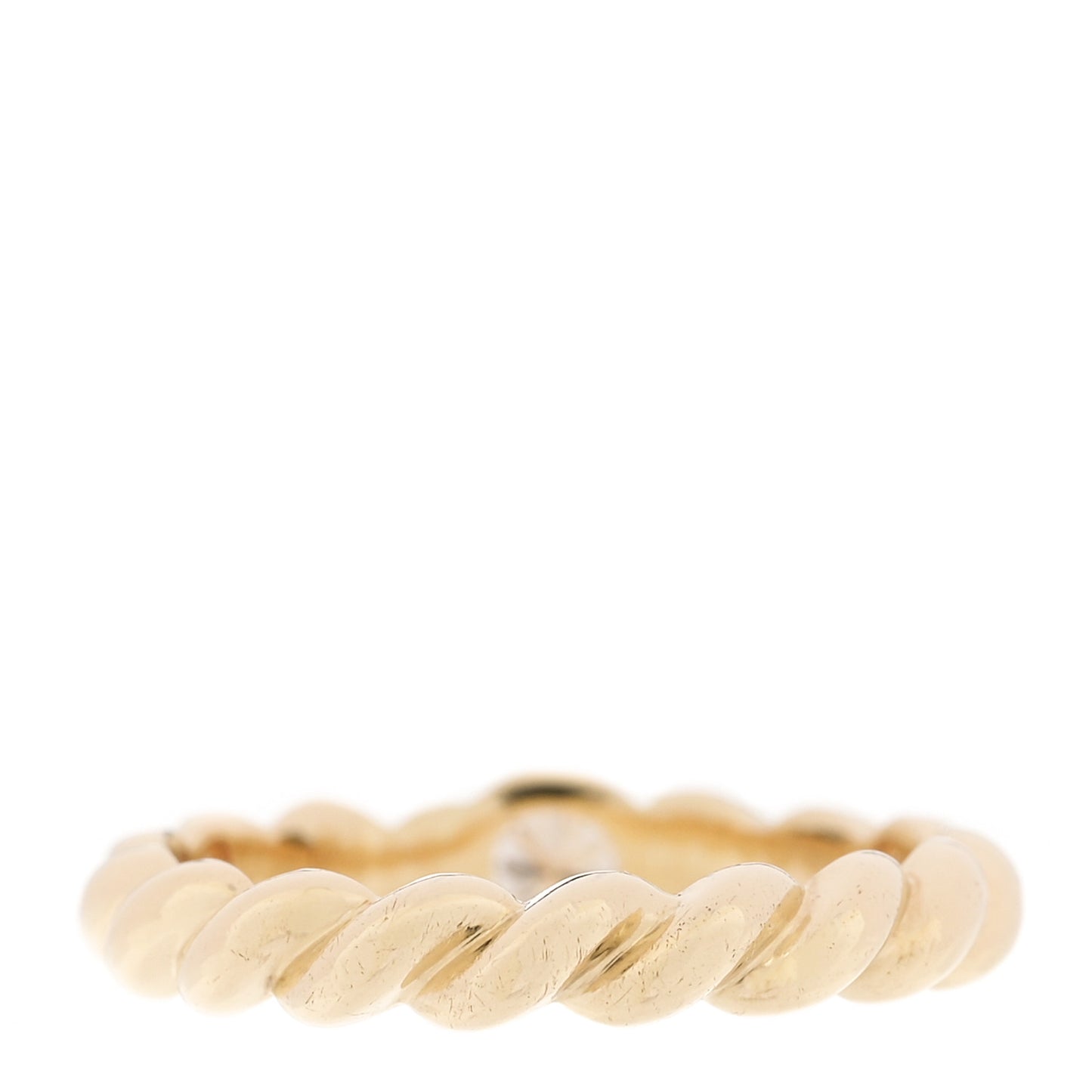 18K Yellow Gold Diamond Twisted Rope Ring 48 4.5
