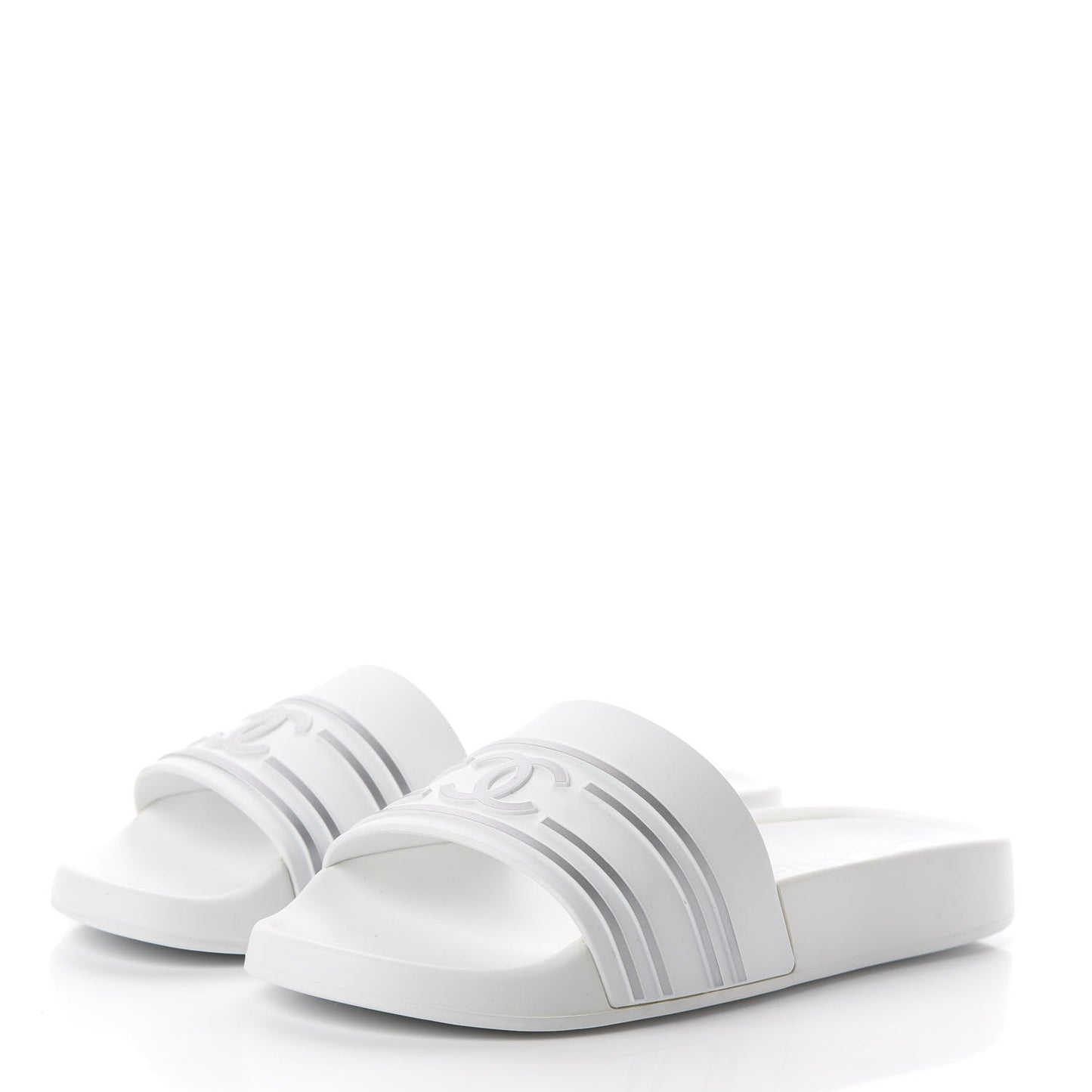 PVC CC Mules Sandals 36 White Grey