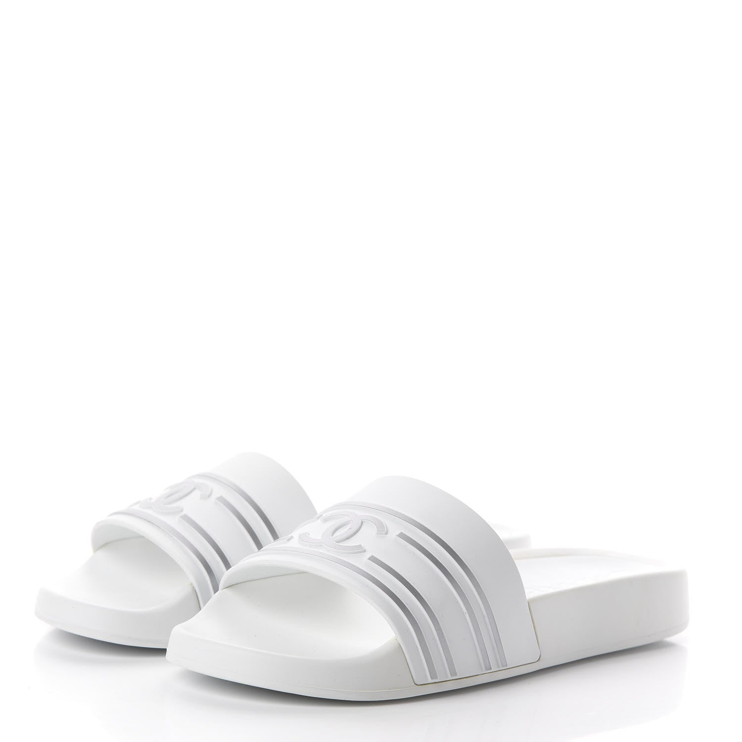 Chanel PVC CC Mules Sandals 36 White Grey 3 of 7
