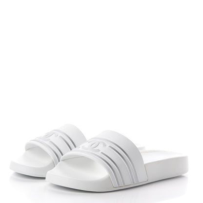 Chanel PVC CC Mules Sandals 36 White Grey 3 of 7