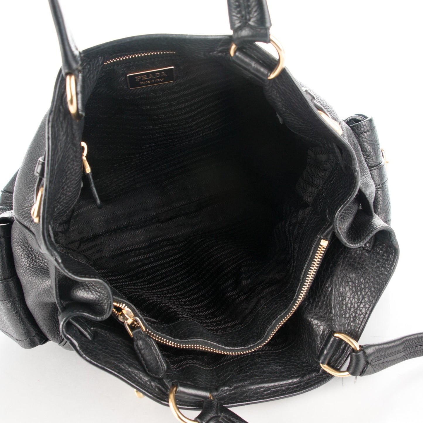 Vitello Daino Side Pocket Tote Black