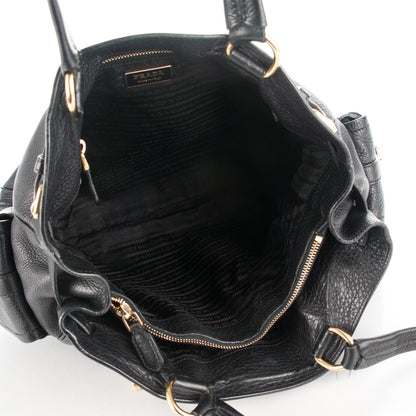 Prada Vitello Daino Side Pocket Tote Black 6 of 9