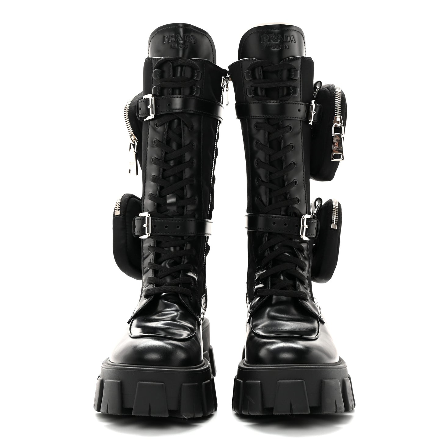 Spazzolato Rois Re-Nylon Metal Triangle Logo Monolith Pouch Pocket 55mm Tall Combat Boots 39.5 Black