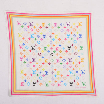 Louis Vuitton Cotton Monogram Multicolor Square Scarf White 2 of 4