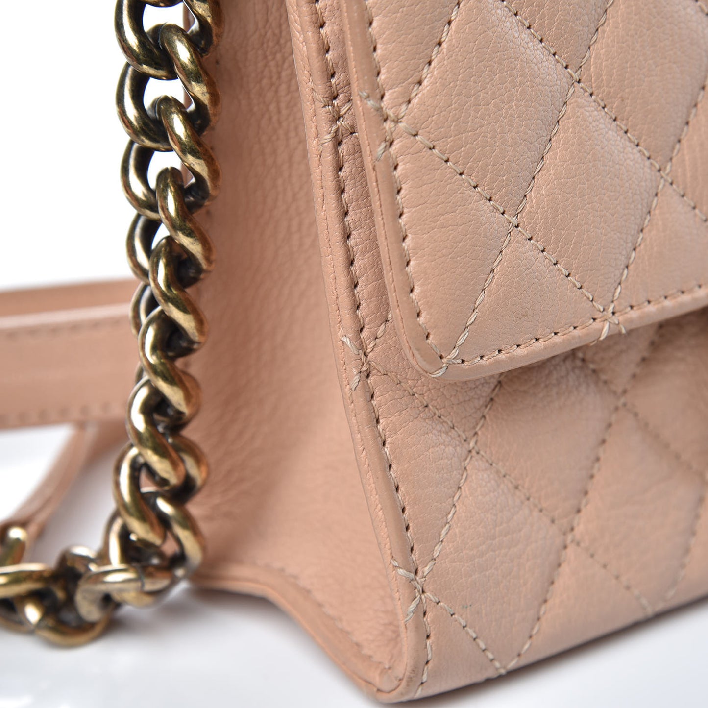Goatskin Quilted Rita Flap Beige