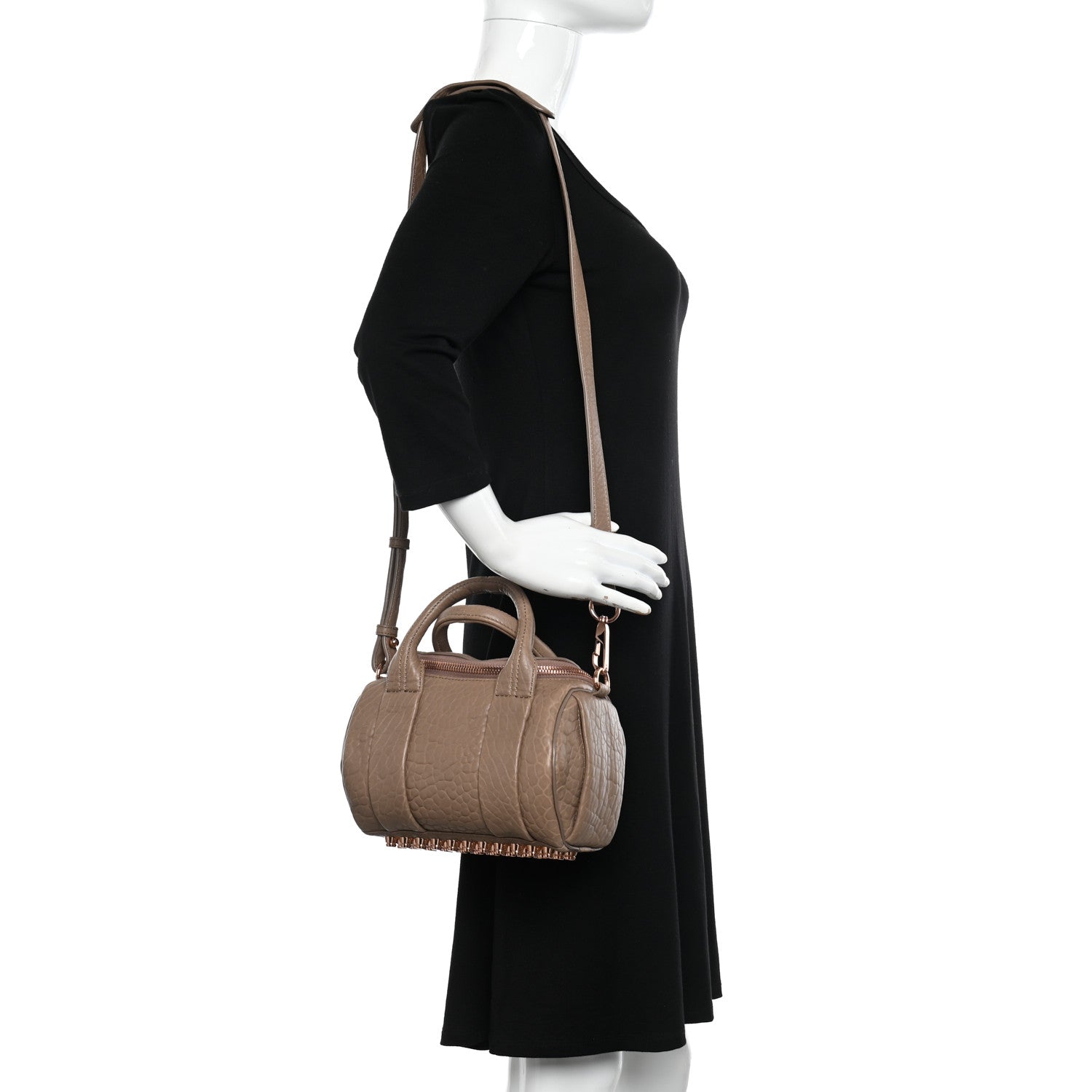 Alexander Wang Pebbled Lambskin Mini Rockie Latte Rose Gold Hardware 2 of 9
