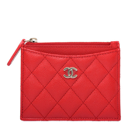 Chanel Caviar Quilted CC Zip Card Holder Red 1 of 11