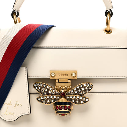Gucci Calfskin Sylvie Web Small Queen Margaret Top Handle Bag White 8 of 10