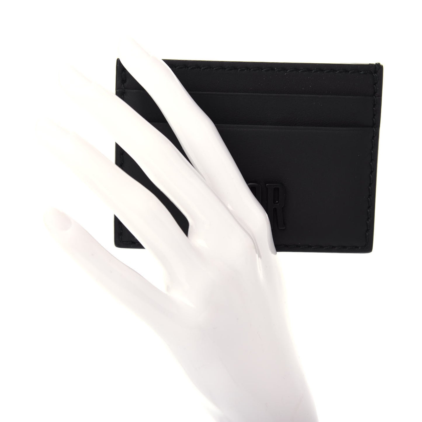 Calfskin D-Fence Card Holder Black