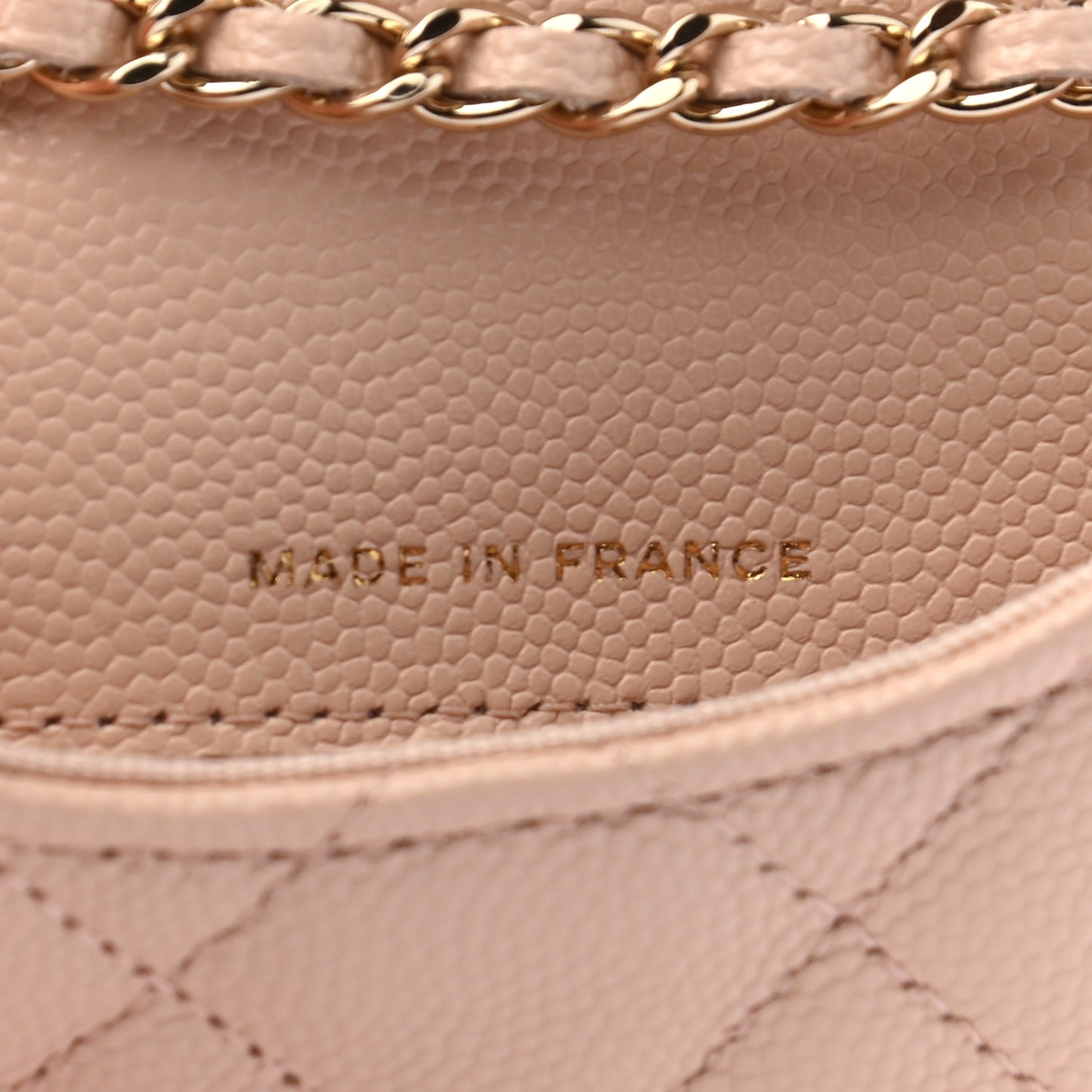 Caviar Quilted Mini Chain Belt Bag Light Beige