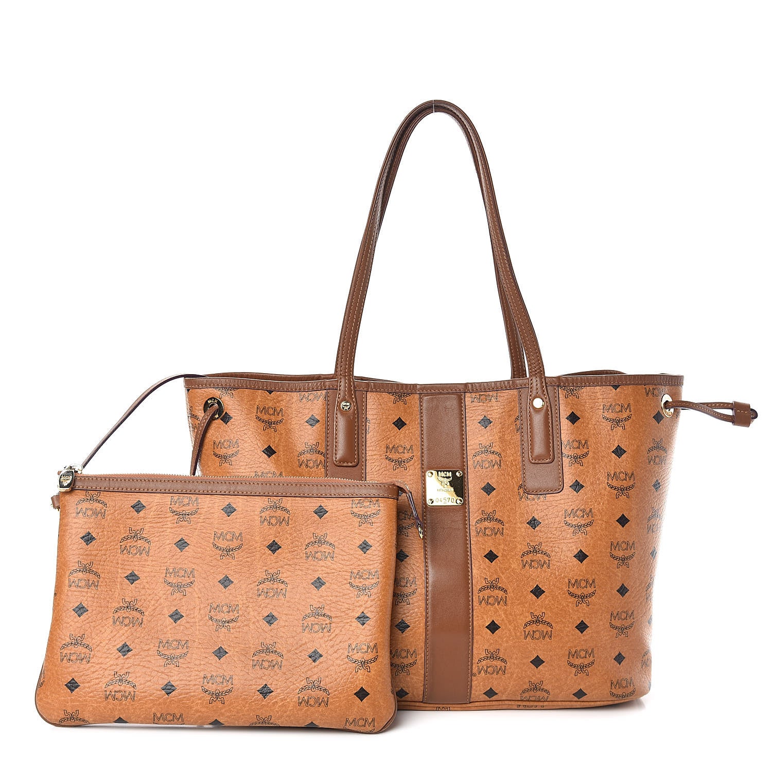 MCM Visetos Medium Liz Reversible Shopper Tote Cognac 1 of 20