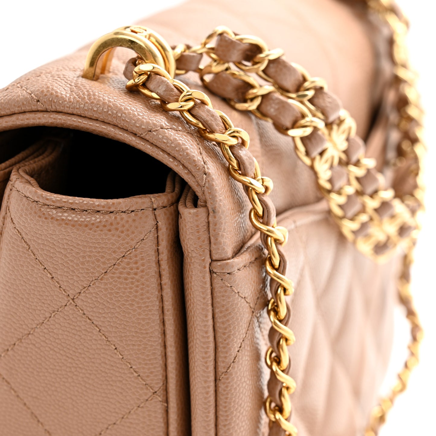 Caviar Quilted Coco First Flap Beige