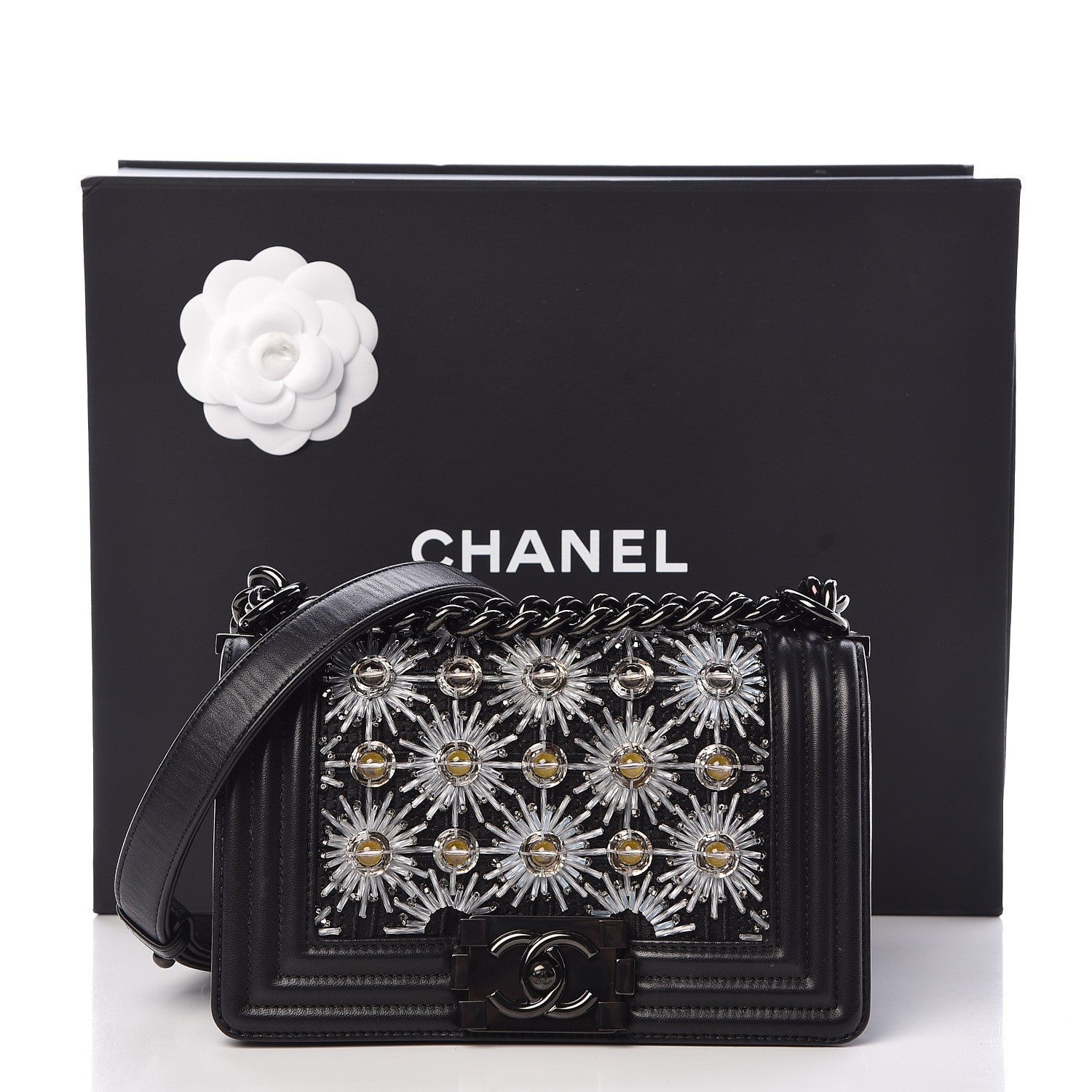 Chanel Lambskin Satin LED Metal Small Boy Flap Black 18 of 18