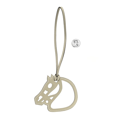 Hermes Box Paddock Cheval Horse Bag Charm Gris Tourterelle 2 of 3