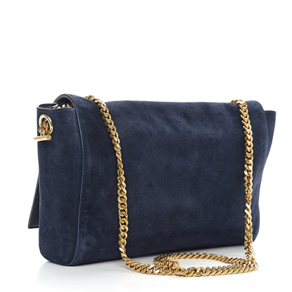 Saint Laurent Smooth Calfskin Suede Medium Reversible Monogram Kate Satchel Navy 2 of 8