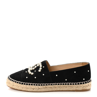 Chanel Suede Pearl CC Espadrilles 39 Black 1 of 10