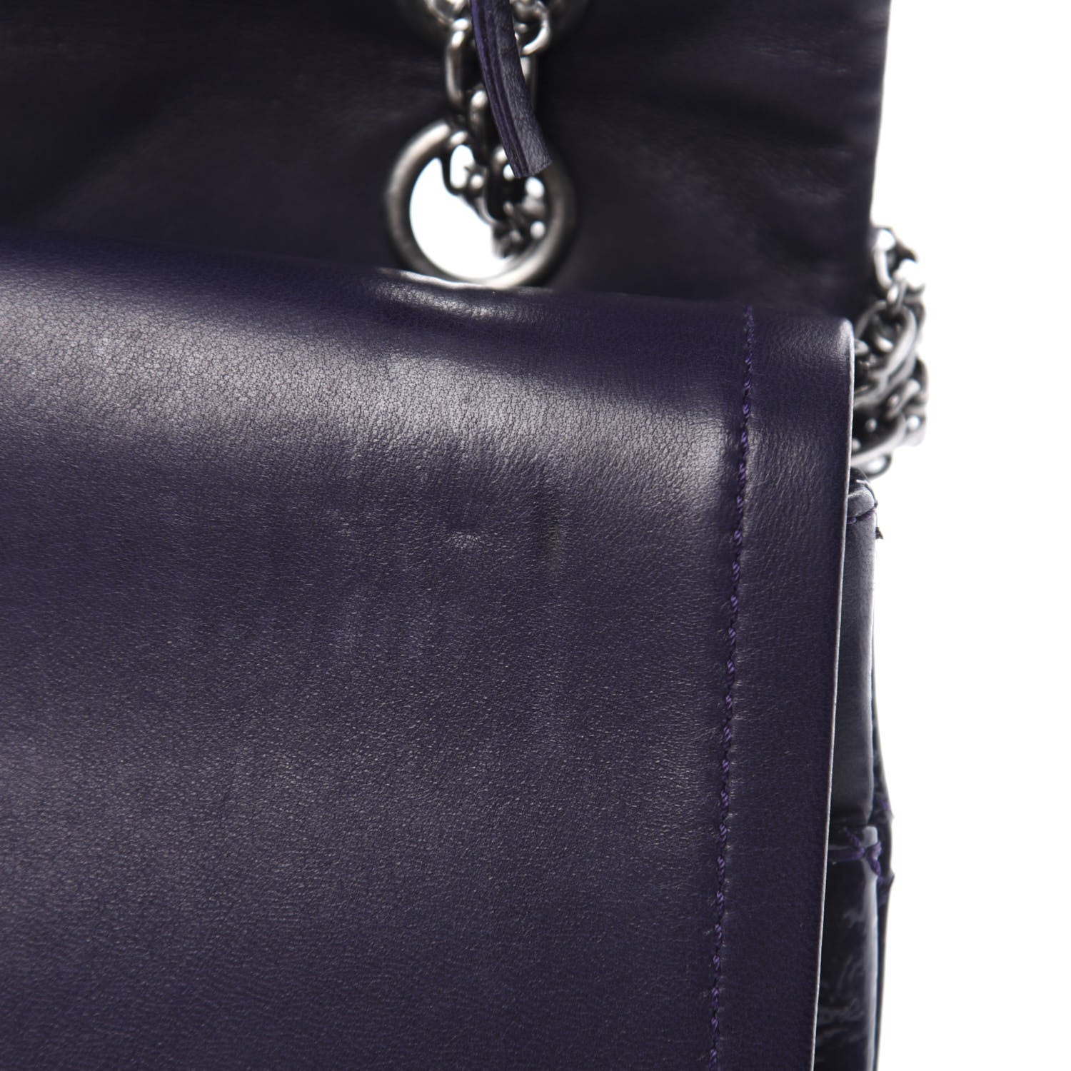 Chanel Distressed Patent Quilted 2.55 Reissue 227 Flap Purple 9 of 14