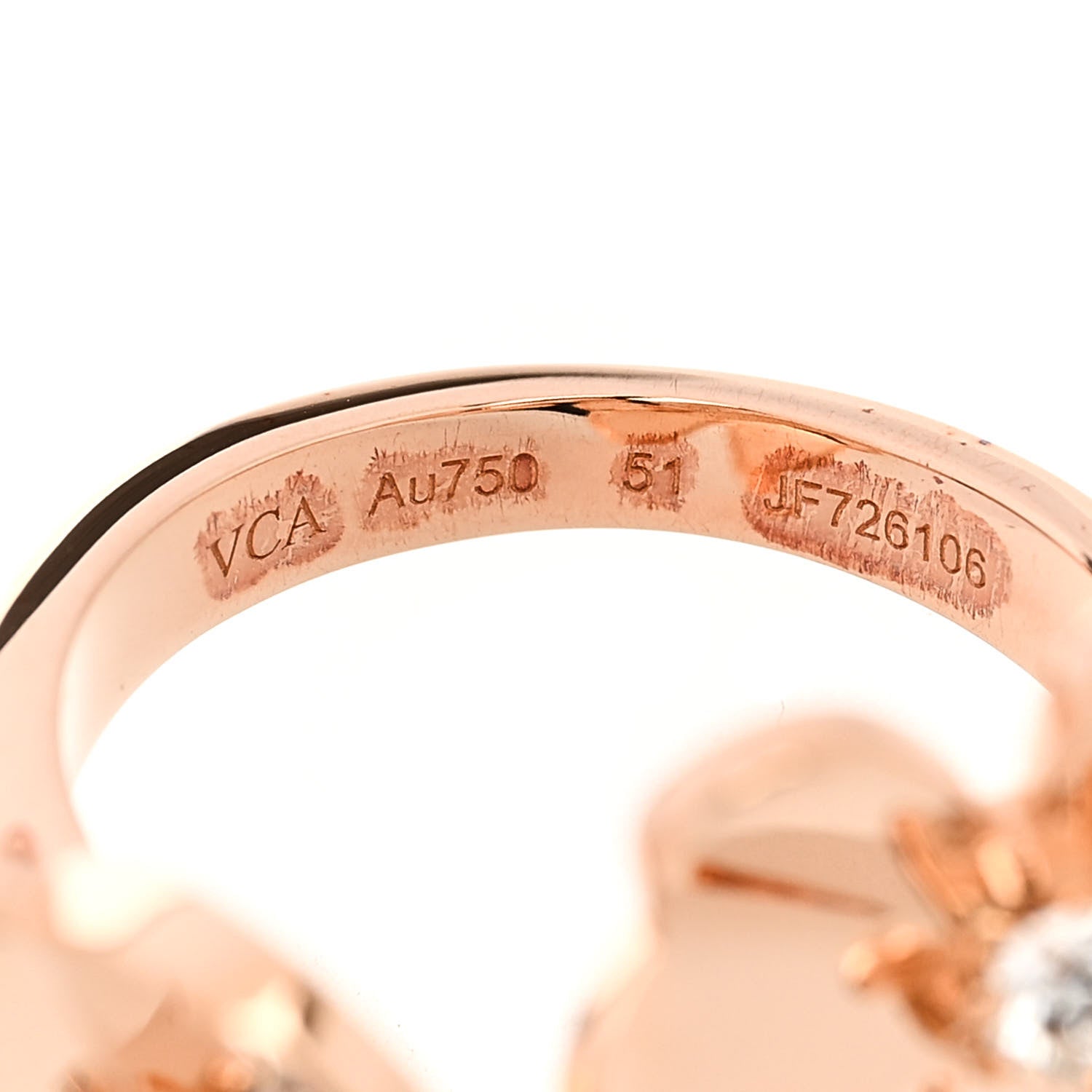 Van Cleef & Arpels 18K Rose Gold Diamond Frivole Between The Finger Ring 51 5.75 6 of 6