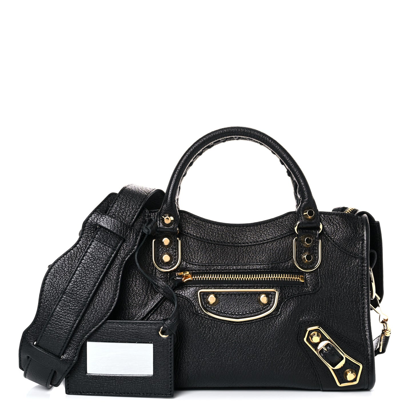 Chevre Gold Metallic Edge Hardware Mini City Black