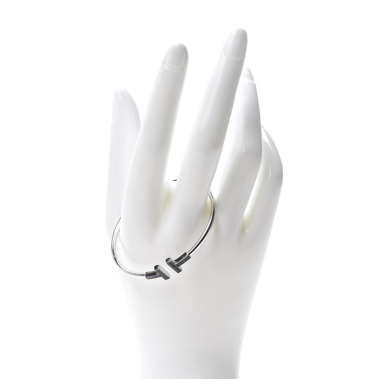 Tiffany 18K White Gold Blue Sapphire T Wire Bracelet 2 of 5