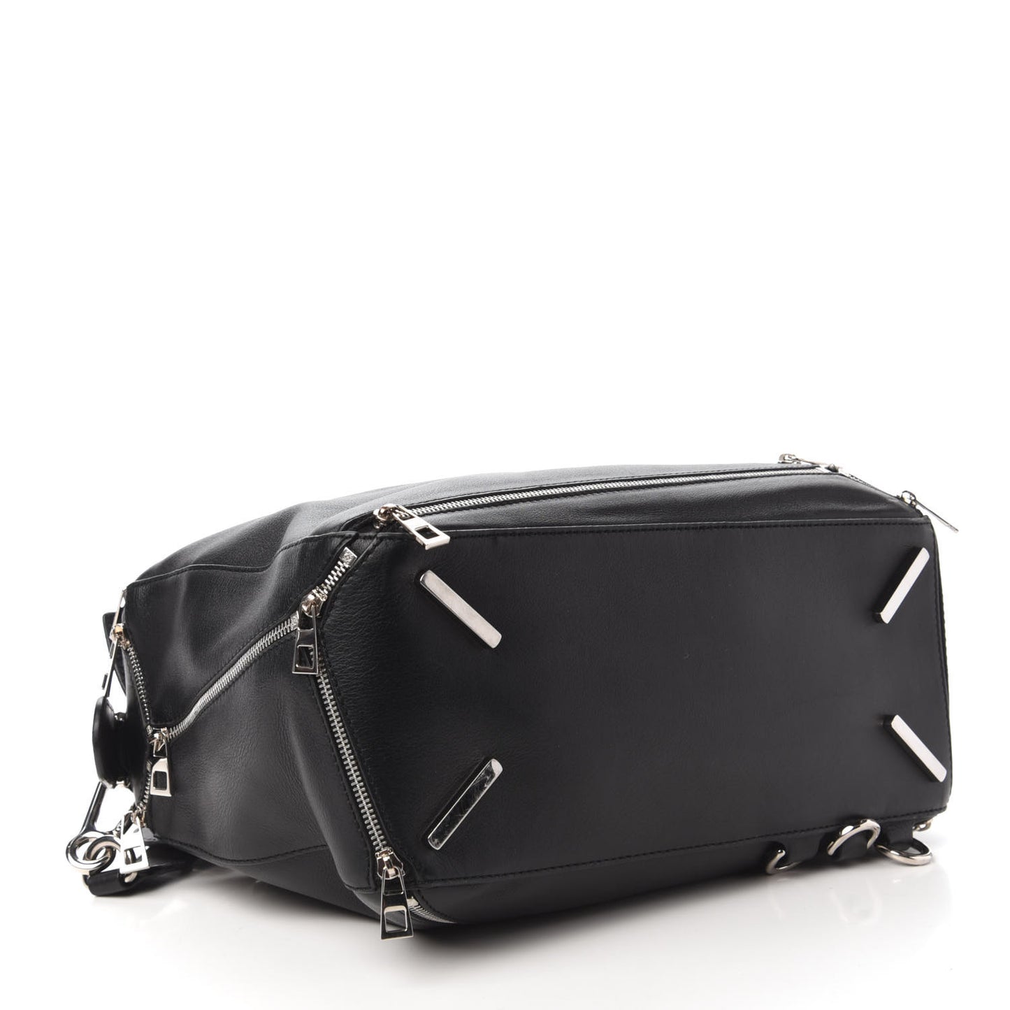 Calfskin Zipper Puzzle Bag Black