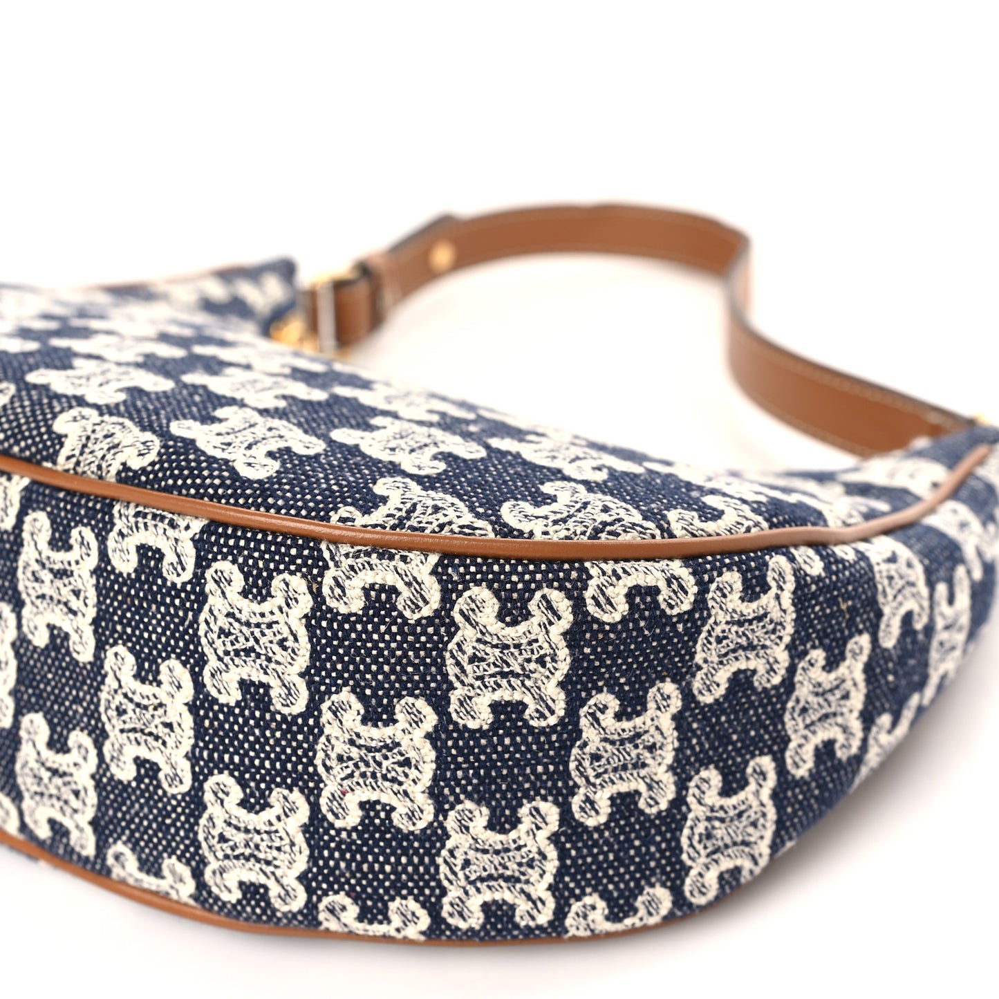 Canvas Calfskin Ava Triomphe Shoulder Bag Blue