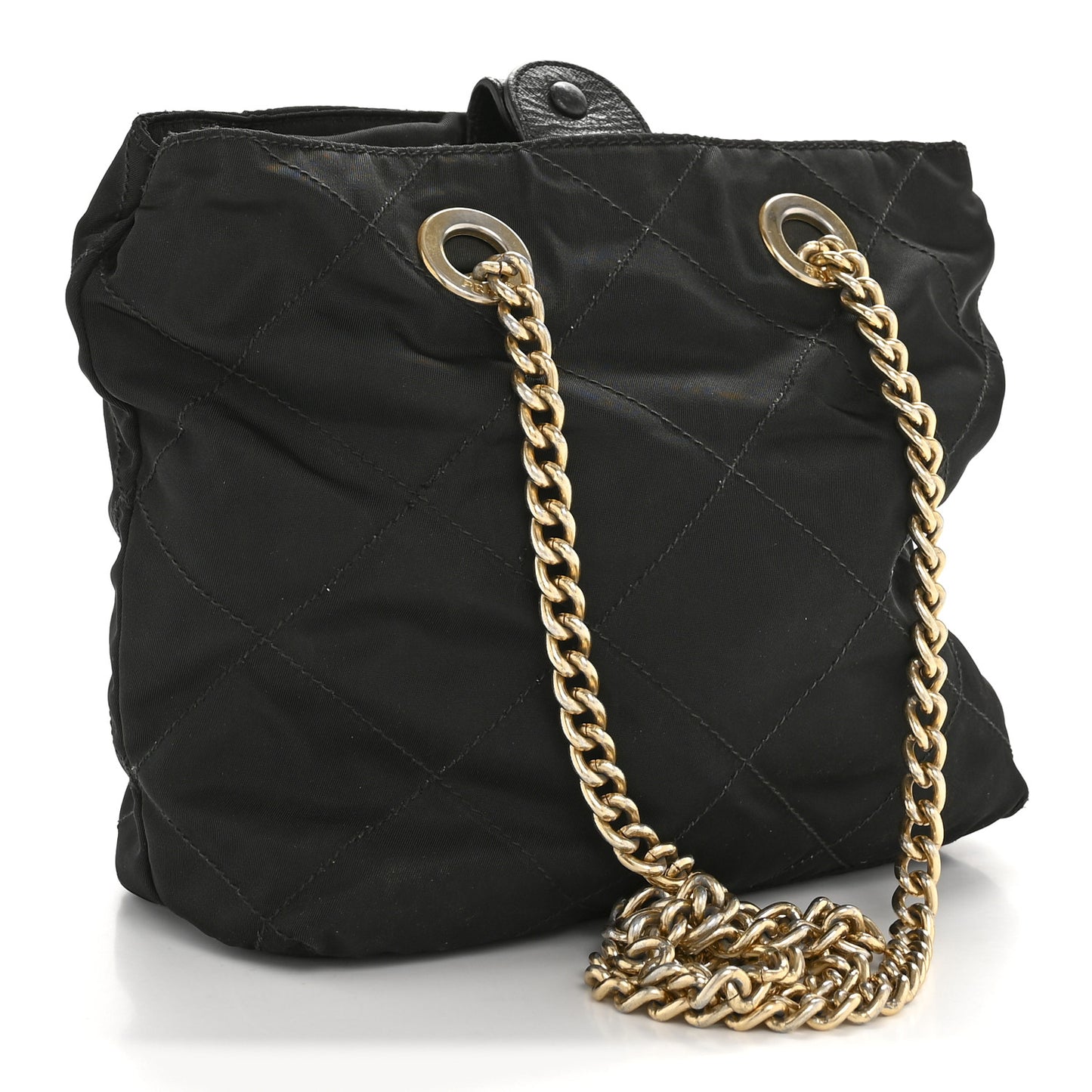 Tessuto Nylon Chain Shoulder Bag Black