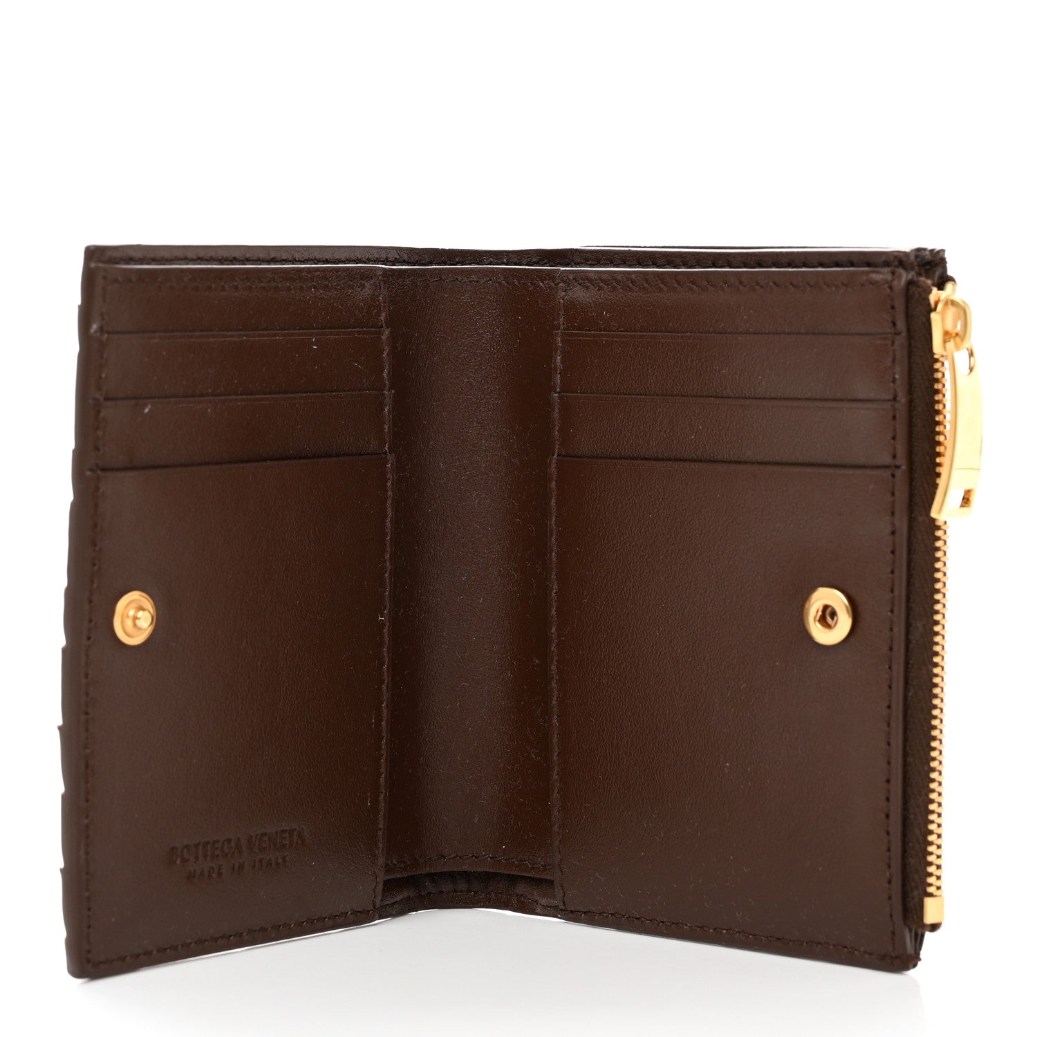 Bottega Veneta Nappa Maxi Intrecciato Small Bi-Fold Zip Wallet Brownie 5 of 7