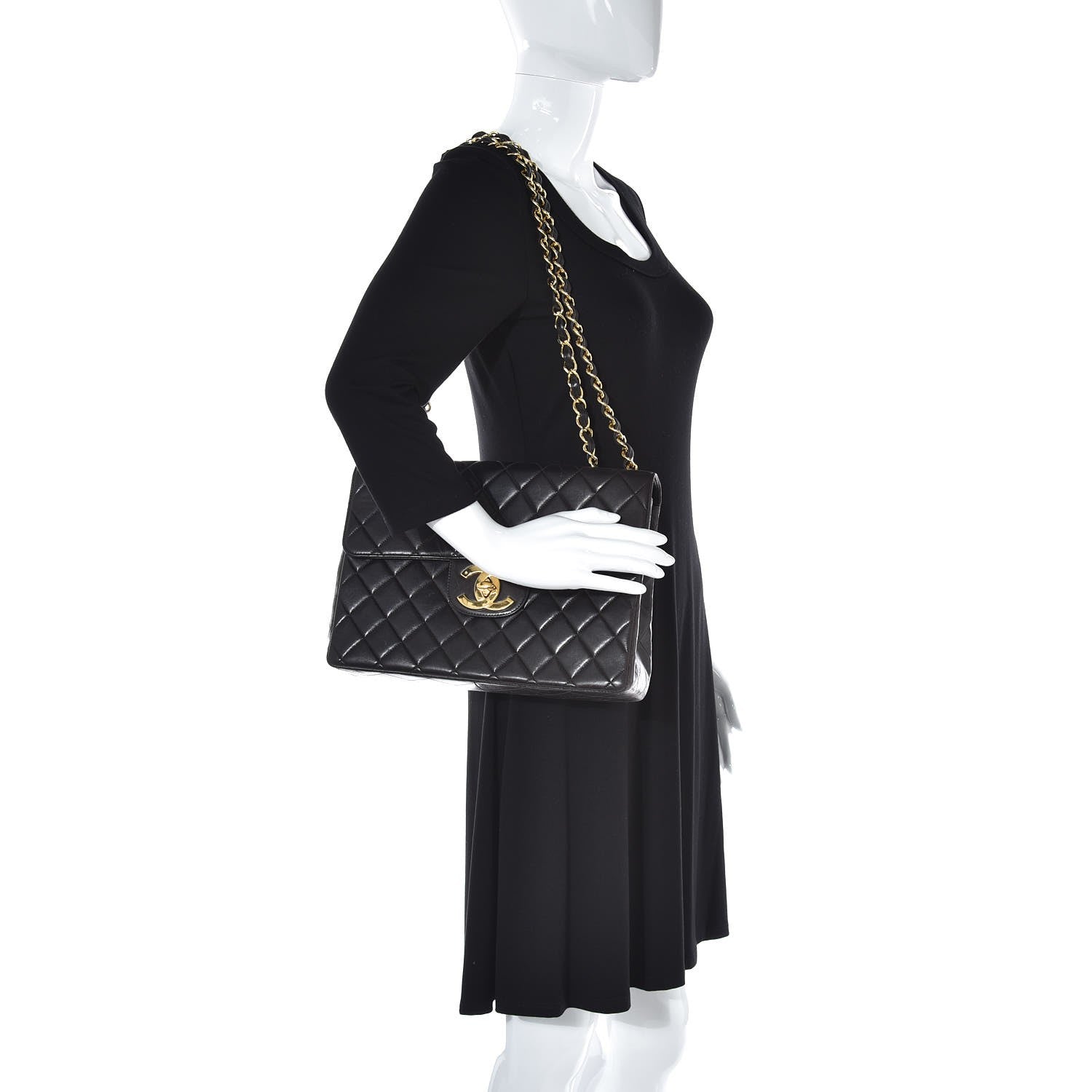 Chanel Lambskin Quilted Jumbo Single Flap Black 2 of 15