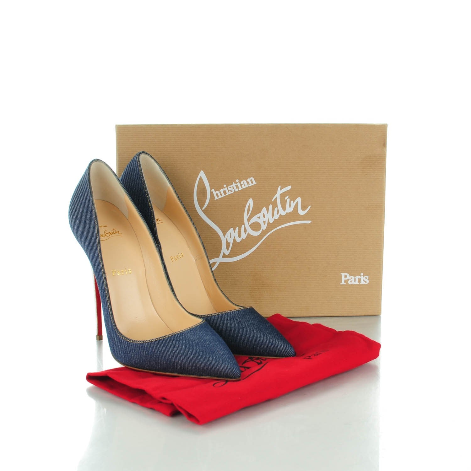 Christian Louboutin Denim Jazz Calf So Kate 120 Pumps 41 Blue White 7 of 7