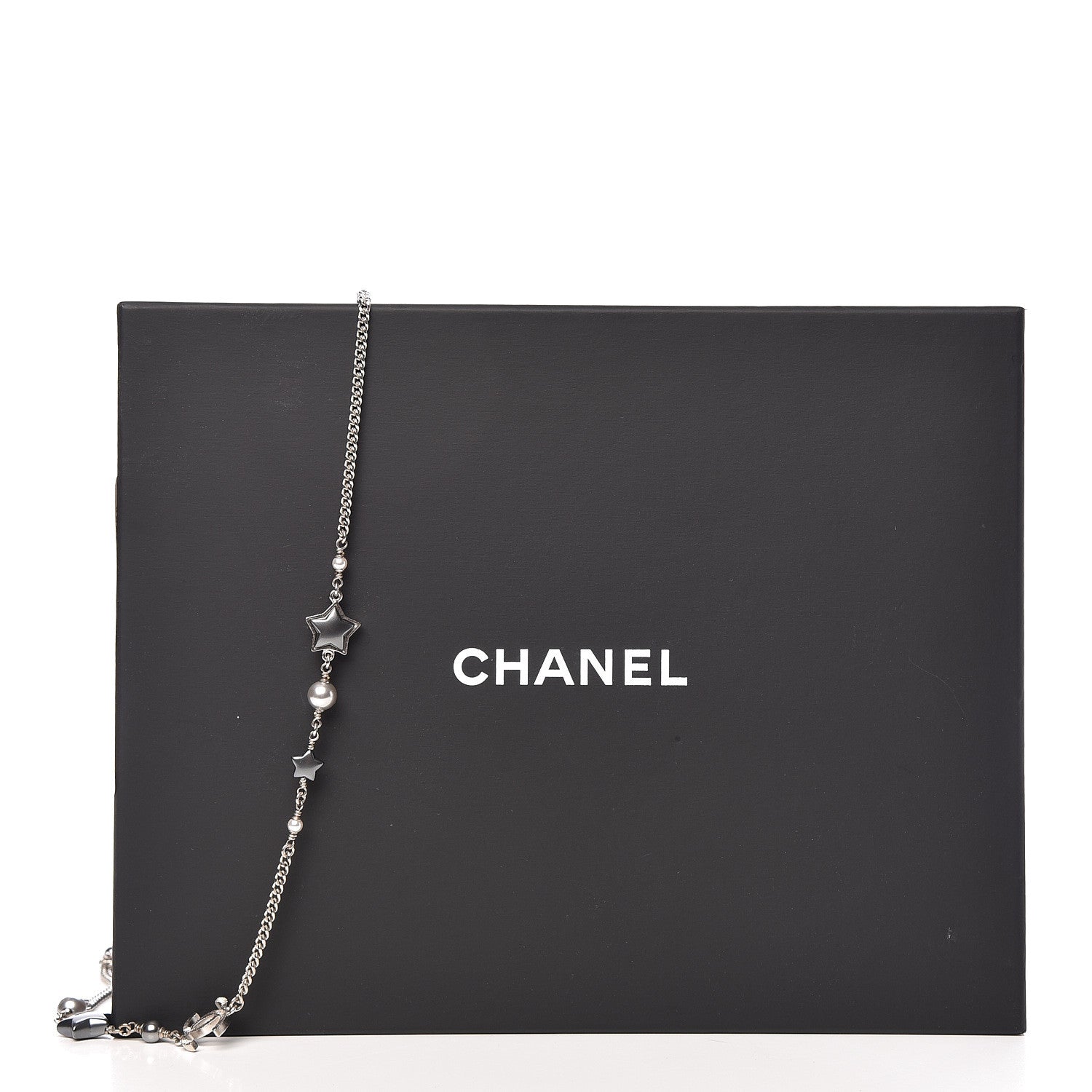 Chanel Resin Pearl Star CC Necklace Grey Silver 6 of 6