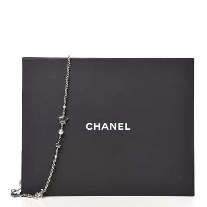 Chanel Resin Pearl Star CC Necklace Grey Silver 6 of 6